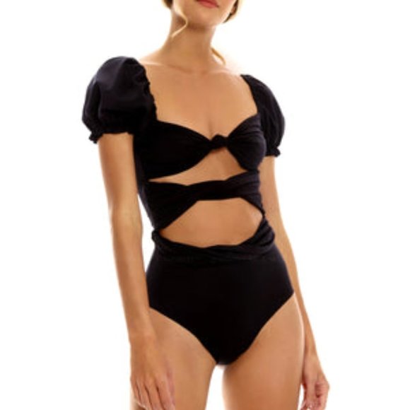 Agua Bendita Other - Agua Bendita Women Black Oria Dust front Knot One Piece Swimsuit Size Medium